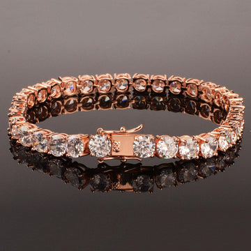 CAPTIVATING Gold Color 1 Row AAA+ Cubic Zirconia Simulated Diamonds Tennis Link Bracelets - The Jewellery Supermarket